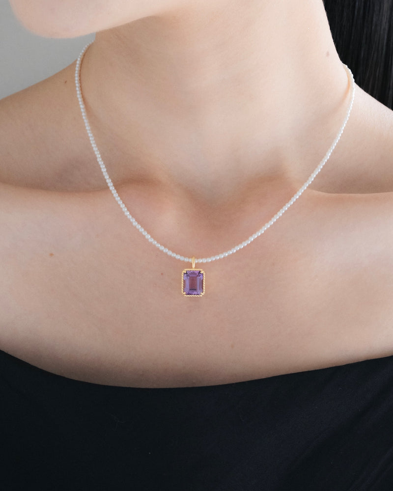 "Pearl" PINK AMETHYST charm necklace(GOLD/PINK AMETHYST)