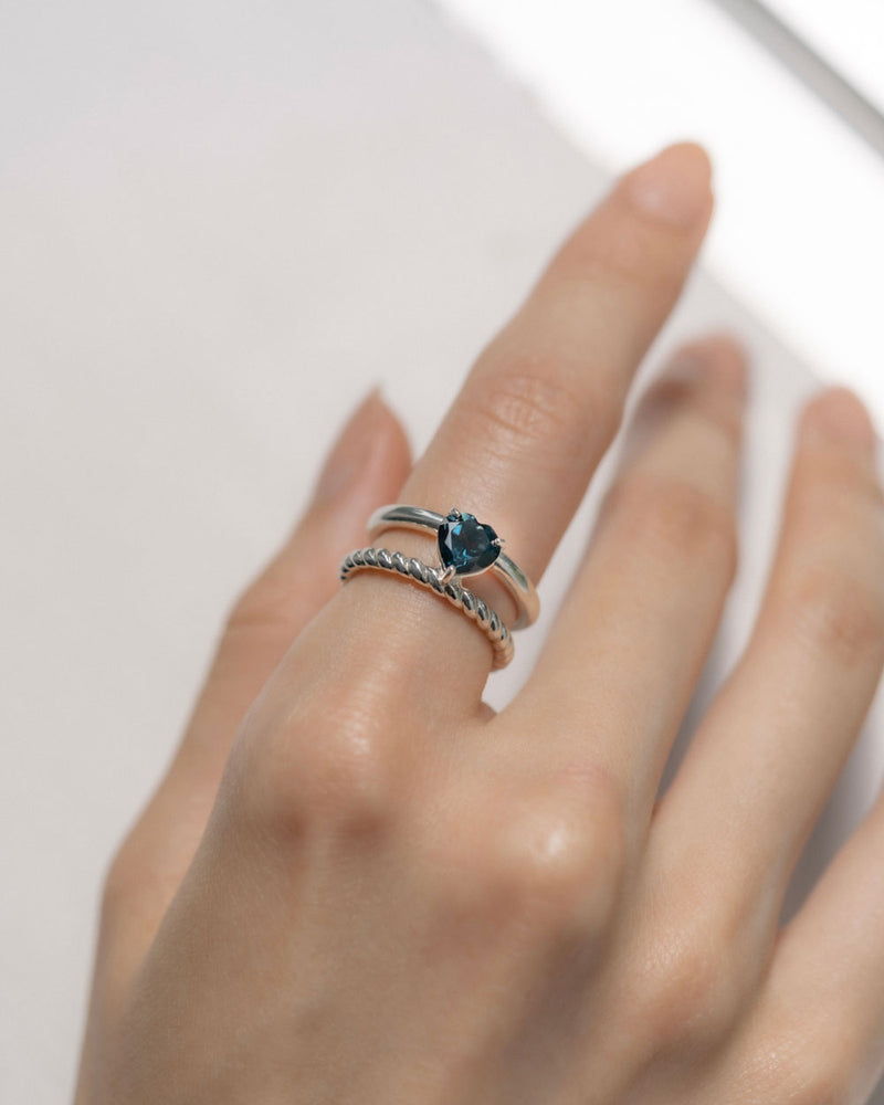 "Heart" duality ring(SILVER/LONDON BLUE TOPAZ)