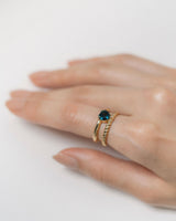 "Heart" duality ring(GOLD/LONDON BLUE TOPAZ)