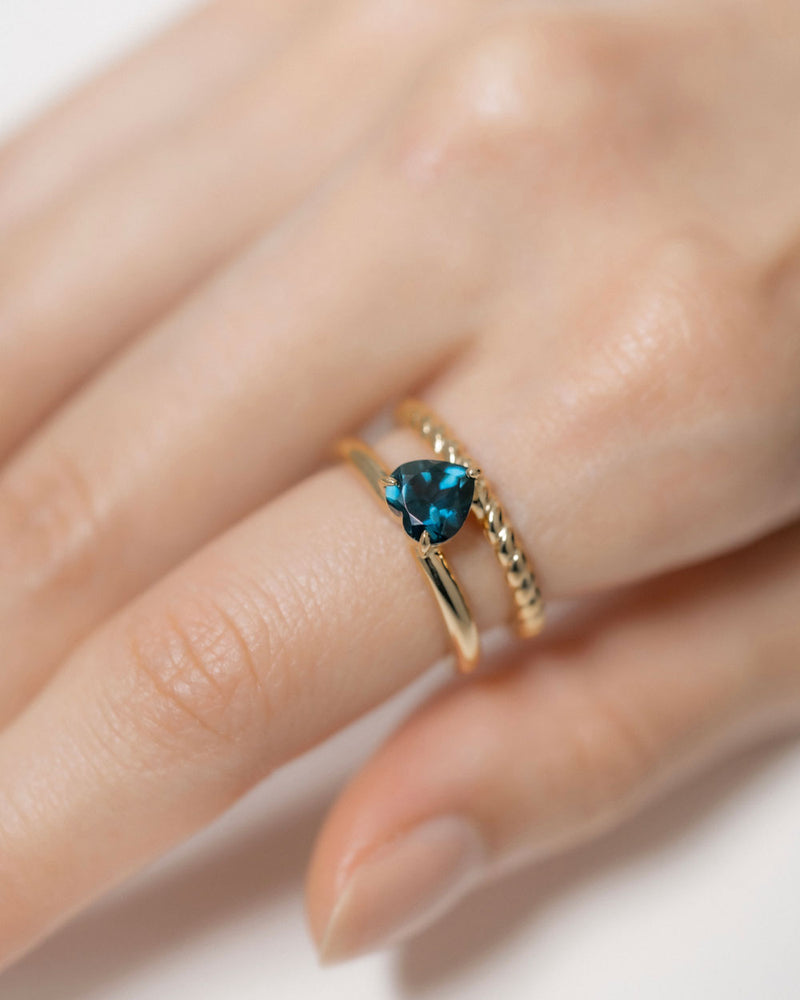 "Heart" duality ring(GOLD/LONDON BLUE TOPAZ)