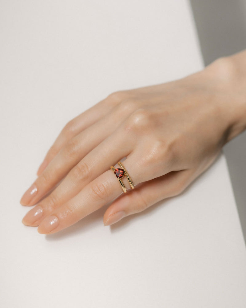 "Heart" duality ring(GOLD/GARNET)