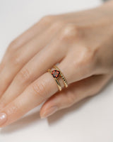 "Heart" duality ring(GOLD/GARNET)