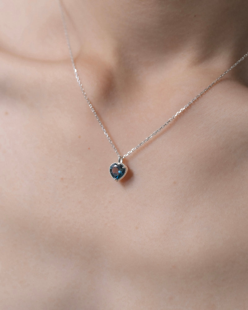 "Heart" necklace (SILVER/LONDON BLUE TOPAZ)