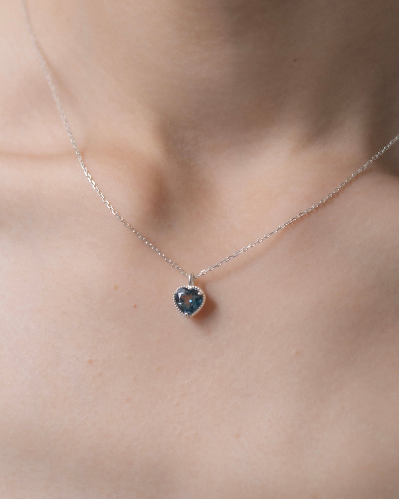 "Heart" necklace (SILVER/LONDON BLUE TOPAZ)