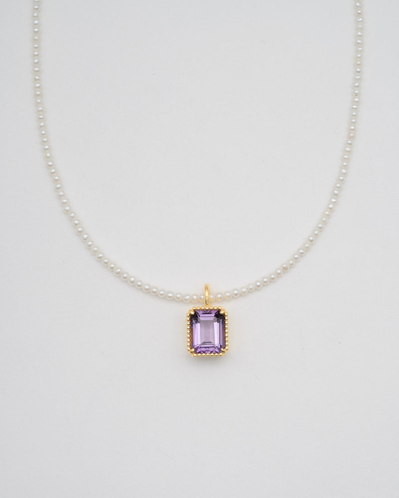 "Pearl" PINK AMETHYST charm necklace(GOLD/PINK AMETHYST)