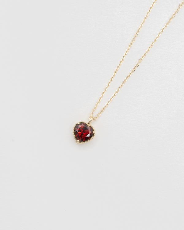 "Heart" necklace(GOLD/GARNET)