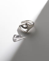 "One-of-a-kind" Platinum Rutilelated Quartz triangular Lock ring