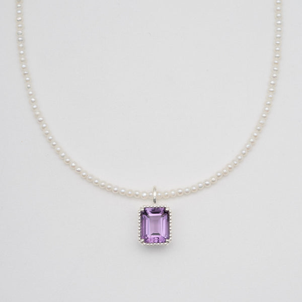 あっちゃん　希少　18K WG 翡翠 ネックレス 薄紫色 Pearl_PINKAMETHYST_charm_neckl