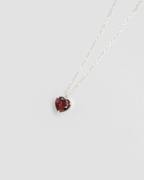 "Heart" necklace(SILVER/GARNET)